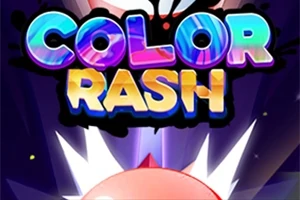 Text colorat COLOR RASH pe un fundal vibrant cu un element dinamic dedesubt
