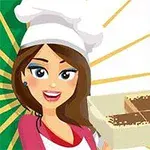Femeie îmbrăcată ca bucătar, ținând o tavă cu desert, pe fundalul drapelului italian