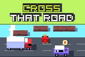 Pasăre pixelată lângă vehicule în mișcare și bușteni plutitori pe o stradă și un râu