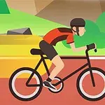 Două persoane pe biciclete, purtând echipament de ciclism, pe un drum cu peisaj montan în fundal