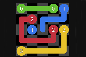 Un puzzle cu linii colorate care conectează puncte numerotate pe un fundal de tablă de șah