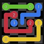 Un puzzle cu linii colorate care conectează puncte numerotate pe un fundal de tablă de șah