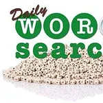 Un teanc de cuburi cu litere sub textul Daily Word Search, cu o lupă plasată pe litera O