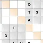 Grilă de puzzle cu litere plasate în diverse casete pe un fundal alb și gri