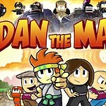 Un personaj animat cu bandană verde și păr portocaliu apare deasupra textului „Dan The Man” pe un fundal luminos