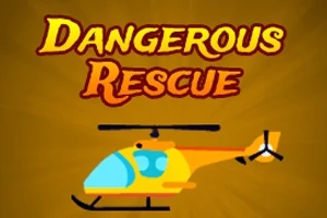 Textul Dangerous Rescue deasupra unei imagini cu un elicopter colorat pe un fundal maro