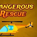 Textul Dangerous Rescue deasupra unei imagini cu un elicopter colorat pe un fundal maro