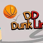 Un creion desenând o linie curbată, cu o minge de baschet lângă textul DD Dunk Line