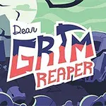 Text cu mesajul Dear Grim Reaper pe un fundal stilizat de cimitir cu morminte și lilieci