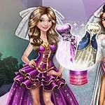 Două femei elegante în rochii de seară, alături de rochii suplimentare care plutesc într-o lumină magică