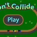 Don't Collide Pistă ovală de curse cu mașinuțe colorate, textul Dont Collide și butonul Play pe fundal verde