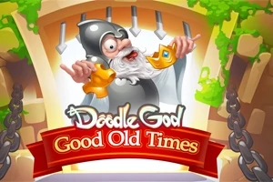 Un personaj bătrân cu barbă albă ține două piese de puzzle, fiind înconjurat de o poartă medievală și lanturi, cu un banner inscripționat dedesubt