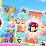 Tabelele pline de simboluri colorate și explozia strălucitoare provocată de bile multicolore într-un context de joc puzzle