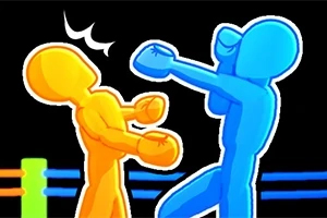 Drunken Boxing 2 Doi oameni stilizați, unul galben și unul albastru, luptându-se într-un ring cu coarde colorate, pe fundal negru