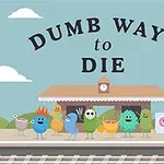 Personaje animate colorate stau pe un peron de gară sub un semn care afișează textul „Dumb Ways to Die”