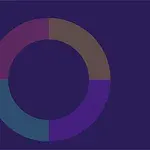 Cerc compus din patru segmente colorate distinct pe un fundal albastru închis