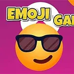 O față de emoji cu ochelari de soare pe un fundal mov, alături de un simbol cu o minge de fotbal și textul Emoji Game