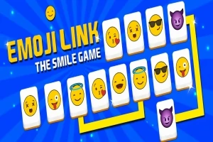 Tiles cu diverse emoji, inclusiv fețe zâmbitoare și râzând, pe un fundal albastru cu text vibrant
