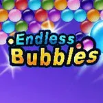 Bile colorate pe un fundal violet cu textul „Endless Bubbles”