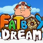 Băiat animat cu chip zâmbitor și șapcă, în fața unui cer albastru cu nori, deasupra titlului colorat Fatboy Dream
