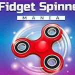 Fidget spinner roșu învârtindu-se pe un fundal albastru cu efecte de lumină