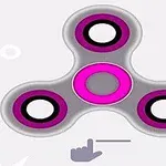 Spinner fidget cu trei aripi, având un design în nuanțe de gri și roz, cu o mână și o săgeată sub el