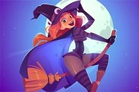 Joacă Flappy Witch, un joc în stil flappy. Atinge pentru a sări și zboară