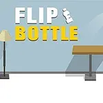 Lampa, masă și scaun stilizat alături de o sticlă animată, pe fundal albastru, cu textul FLIP BOTTLE în stânga sus