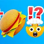 Sticlă de cola, burger și emoji surprins pe fundal albastru