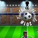 Două personaje animate cu capete mari joacă fotbal pe un teren verde luminat, cu un stadion plin de spectatori în fundal
