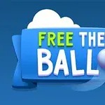 Text albastru cu mesajul „Free the Ball” pe un fundal albastru cu un nor alb