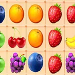 Fructe colorate, precum afine, portocale, căpșuni, mere verzi, cireșe, struguri mov și banane, aranjate în rânduri pe un fundal deschis