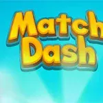 Text galben Match Dash pe un fundal albastru deschis cu efecte de lumină