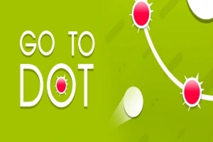 Textul „GO TO DOT” pe un fundal verde cu cercuri roșii și albe conectate de linii albe