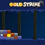 Miner într-o galerie subterană, pregătit să arunce un târnăcop spre blocurile colorate din stânga