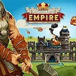 Goodgame Empire Un războinic cu cască de viking și un ciocan în mână în fața unui castel asediat de catapulte și mingi de foc