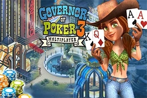 Femeie îmbrăcată în stil western, ținând cărți de poker, într-un decor urban și colorat