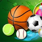 Mingi de baschet, fotbal, tenis, baseball și de plajă pe un fundal verde