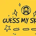 Pe un fundal galben, textul „GUESS MY SKETCH” este însoțit de un desen stilizat cu o față într-un cerc, o stea, un inel și o inimă