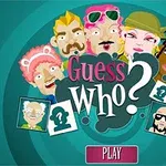Ilustrație colorată cu șase fețe de personaje stilizate și textul „Guess Who?