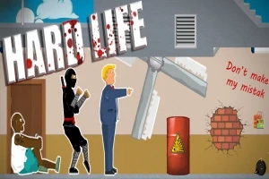 Un personaj în costum negru, un bărbat blond și o persoană așezată lângă un zid cu un graffiti, în fața unei elice uriașe și un butoi roșu cu simbol de pericol