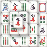Piese de joc mahjong dispuse într-un aranjament în formă de grilă, cu simboluri și caractere colorate