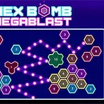 Design geometric cu hexagoane colorate și linii conectate pe un fundal albastru închis