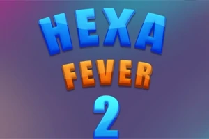 Text colorat HEXA FEVER 2 pe un fundal gradient