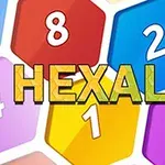 Hexagone colorate cu numere și textul HEXALAU în centru