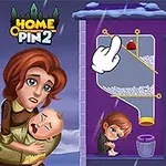 O femeie tristă ținând un copil, un copil stând într-un colț, mecanisme cu pini și tuburi cu lichid, și un deget care indică spre un pin de pe un fundal violet și înghețat