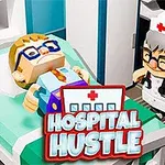 Personaje stilizate, unul pe un pat de spital și unul îmbrăcat ca un medic, într-un mediu de spital colorat
