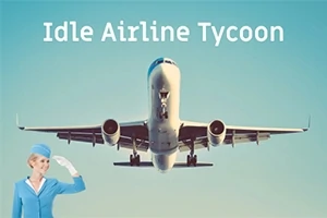 Un avion în zbor pe cer albastru cu o însoțitoare de bord salutând în partea stângă