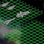 Grilă verde tridimensională cu nave spațiale plasate în spațiu cosmic