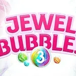 Text roz Jewel Bubbles 3 cu bile colorate pe fundal alb